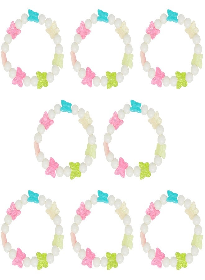 Kailash Creation Kids Girls Colorful Butterfly Cute Beaded Bracelet - Stretchable Elastic Hand Accessory for Birthday, Party & Daily_Wear Stylish | Anti Tarnish Bracelets (Butterfly, Pack of 8) - Image 1