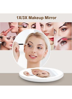 GIFT Compact Mirror Lighted Travel Makeup Mirror with 1X/5X Magnifying Double Sided Dimmable Portable Pocket for Handbag and Pocket USB Charging  - Image 3
