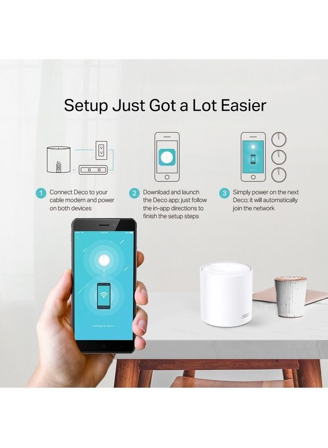 تي بي لينك نظام Deco AX1800 Wi-Fi 6 Mesh Wi-Fi (Deco X20) - يغطي مساحة تصل إلى 2200 قدم مربع. قدم، يستبدل أجهزة توجيه وموسعات الإنترنت اللاسلكية، عبوة واحدة - Image 3