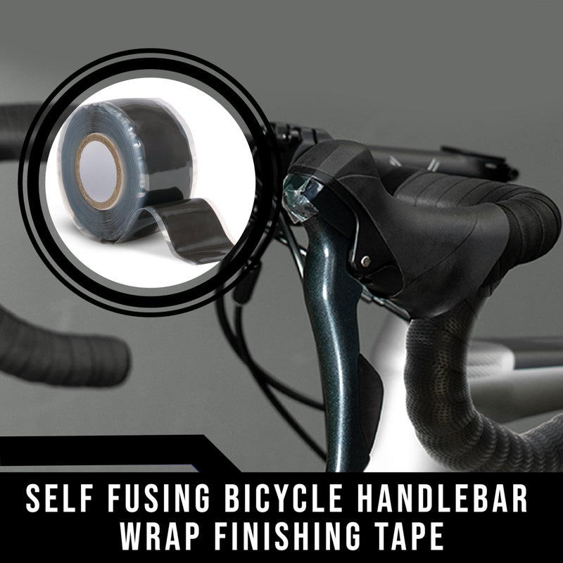 Domain Cycling - Bike Handlebar Tape - Self-Fusing Silicone Waterproofing Tape - 10 Ft Roll of Self-Bonding Handlebar Tape for Road Bike Repair Griptape Black - Handlebar Finishing Tape for Road Bike - Image 2