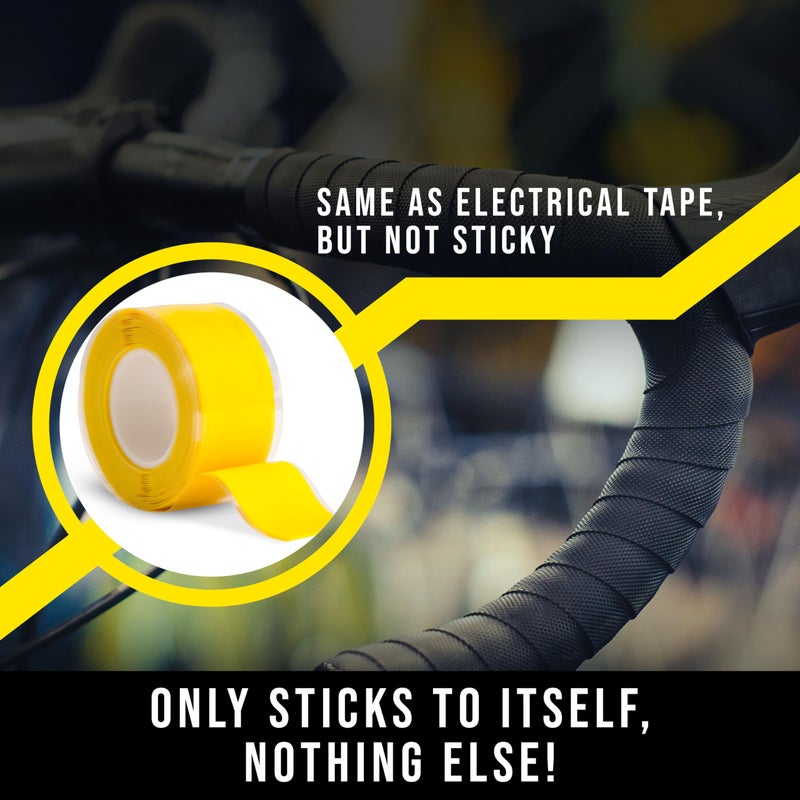 Domain Cycling - Bike Handlebar Tape - Self-Fusing Silicone Waterproofing Tape - 10 Ft Roll of Self-Bonding Handlebar Tape for Road Bike Repair Griptape Black - Handlebar Finishing Tape for Road Bike - Image 5