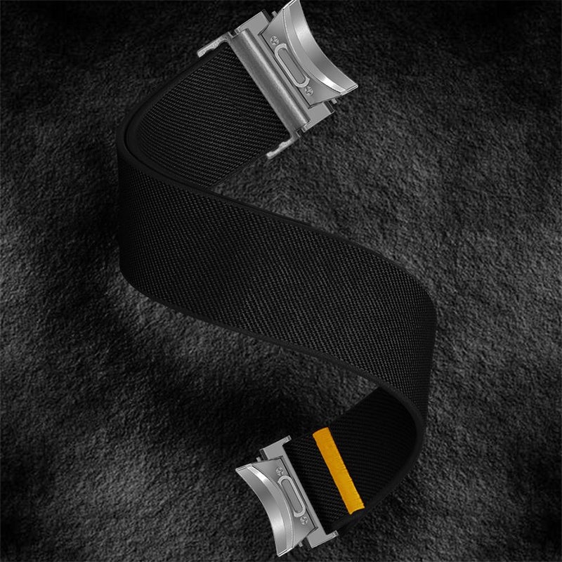 إيروريكس لساعة سامسونج جالاكسي Fe / 7 / 6 / 5 / 4 سوار ساعة مرن من النايلون بحلقة واحدة قابل للتعديل (أسود) - Image 3