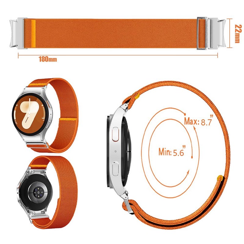 إيروريكس لساعة سامسونج جالاكسي Fe / 7 / 6 / 5 / 4 سوار ساعة مرن من النايلون بحلقة واحدة قابل للتعديل (أسود) - Image 5