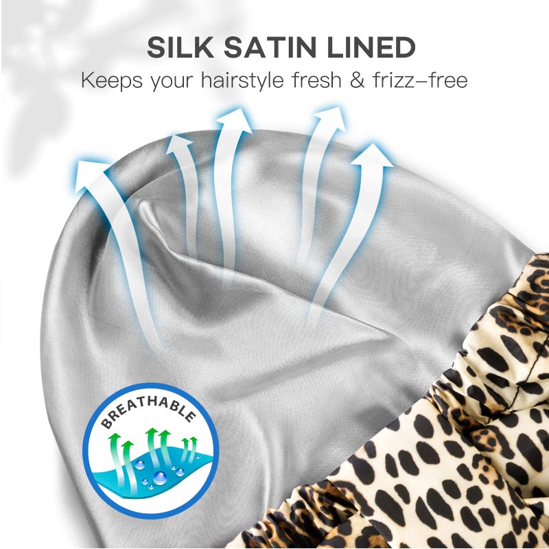 INNELO Luxury Shower Cap for Women, Reusable Shower Hair Caps, Adjustable Shower Cap Hair Cap for Women, Double Layers with Satin Lined Bathing Shower Hat, for All Hair Styles - Image 4