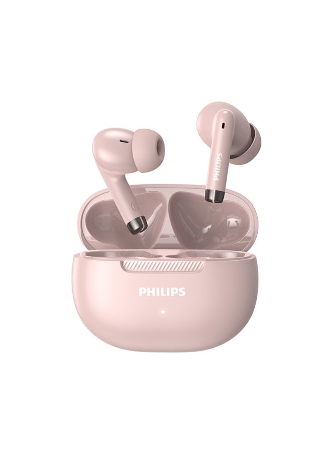 Philips Earbuds, Bluetooth Earbuds, Headphone, Open Ear Ring True Open Ear Headphones, True Wireless Earbuds - Bluetooth ， In-Ear Headphones， Bluetooth-20H Playtime, 13mm Composite Diaphragm, AI Call Noise Reduction, 38ms Low Latency, High-Resolution Lossless Sound for Gaming, Work, Travel & iPhone Android TAT2020 pink - Image 1