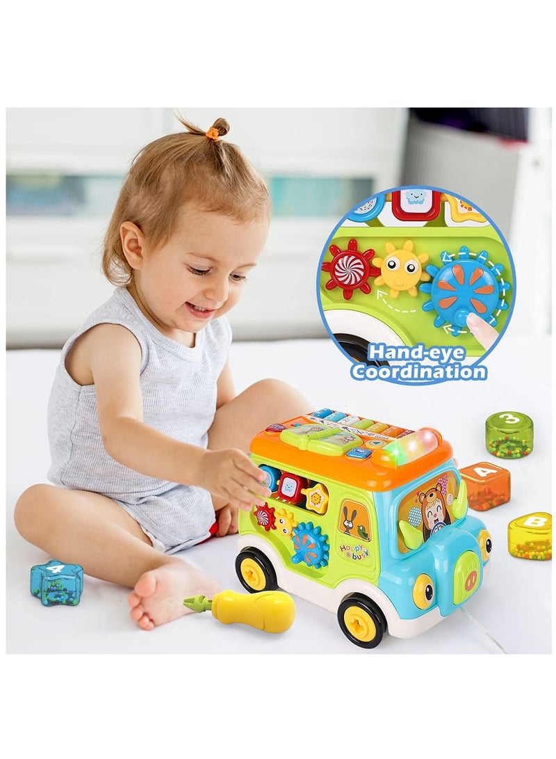 ARNOTEC لعبة سيارة موسيقية متعددة الوظائف، شاحنة موسيقية ممتعة مع أضواء وموسيقى، شكل آلة بيانو تعليمية، لعبة تدريب تعليمية مبكرة لطيفة، هدية رائعة للأطفال من 9 أشهر وما فوق - Image 2