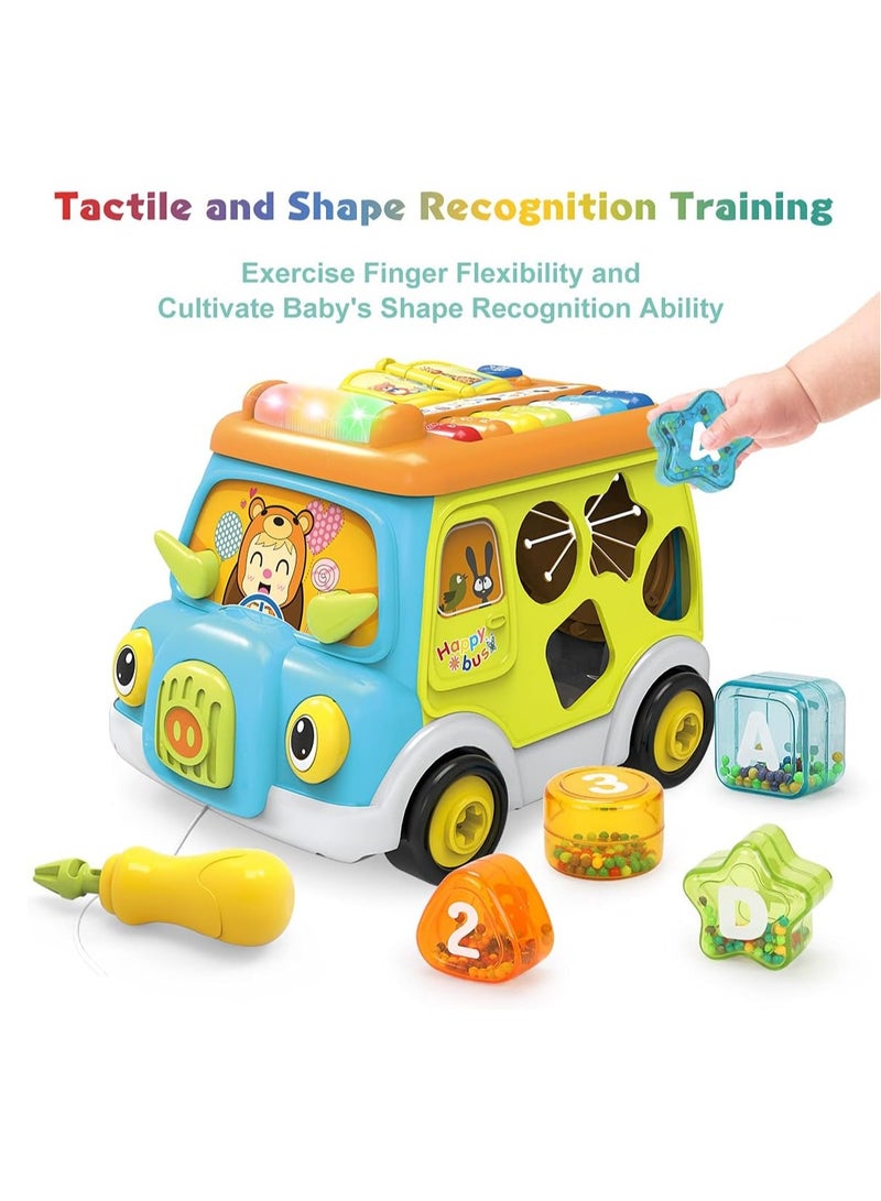ARNOTEC لعبة سيارة موسيقية متعددة الوظائف، شاحنة موسيقية ممتعة مع أضواء وموسيقى، شكل آلة بيانو تعليمية، لعبة تدريب تعليمية مبكرة لطيفة، هدية رائعة للأطفال من 9 أشهر وما فوق - Image 4