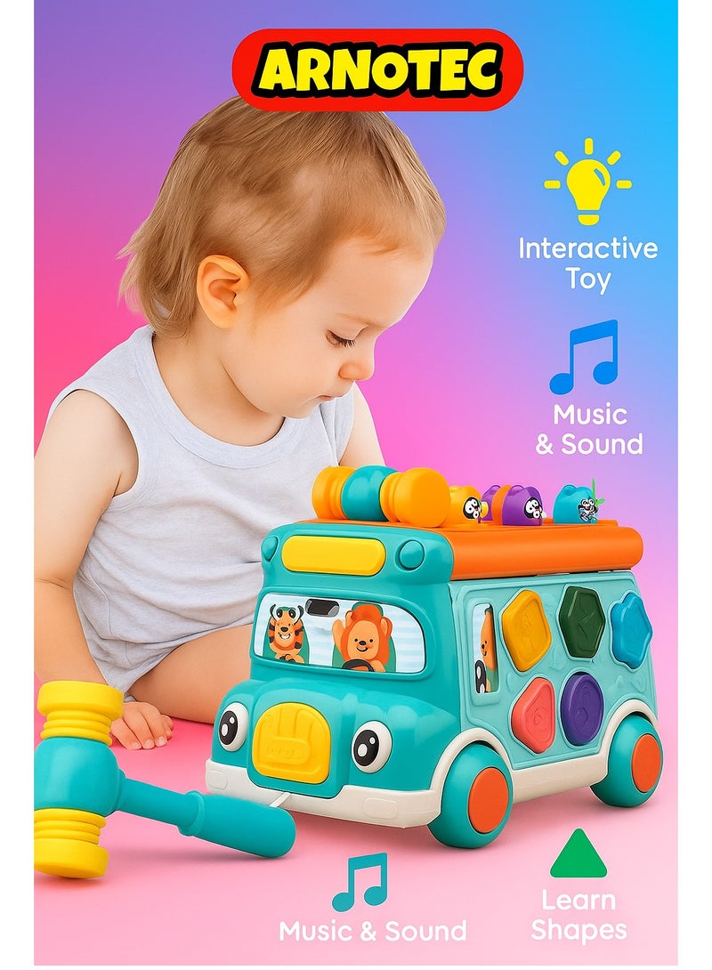 ARNOTEC لعبة سيارة موسيقية متعددة الوظائف، شاحنة موسيقية ممتعة مع أضواء وموسيقى، شكل آلة بيانو تعليمية، لعبة تدريب تعليمية مبكرة لطيفة، هدية رائعة للأطفال من 9 أشهر وما فوق - Image 1