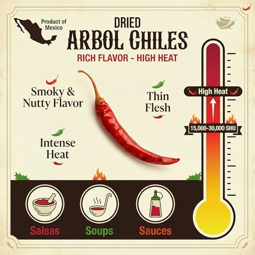 Amazing Chiles & Spices Chile De Arbol 4oz  Dried Whole Red Chili Peppers Premium All Natural Stemless Resealable Bag Use in Mexican Chinese and Thai Dishes Spicy Hot Heat Full of Flavor - Image 5
