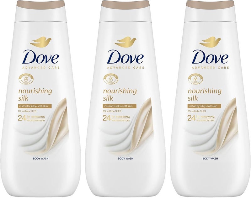Dove Advanced Care Sulphate Free Body Wash for Women Made with SkinNatural Nourishers and Micromoisture Provides 24 Hours Renewing LotionSoft Softer Skin 400ml Pack of 3