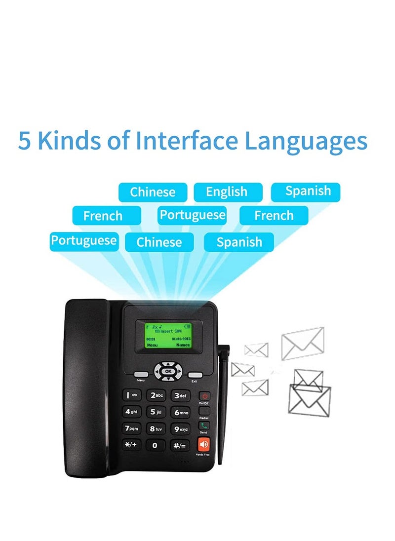 SYOSI - SIM-Card Telephone Cordless Wireless GSM Desk Desktop Fixed with Number Big Button Display for Office Front  Home, Hotel, Seniors Support - Image 1