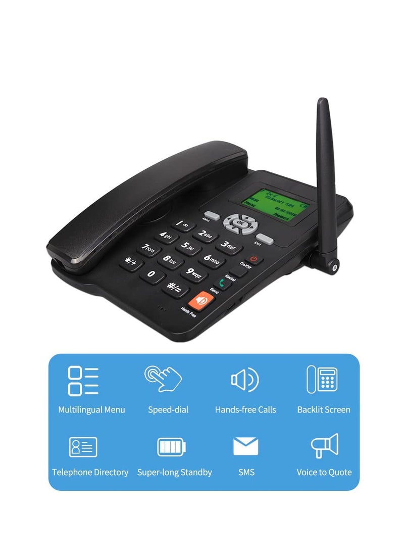 SYOSI - SIM-Card Telephone Cordless Wireless GSM Desk Desktop Fixed with Number Big Button Display for Office Front  Home, Hotel, Seniors Support - Image 1