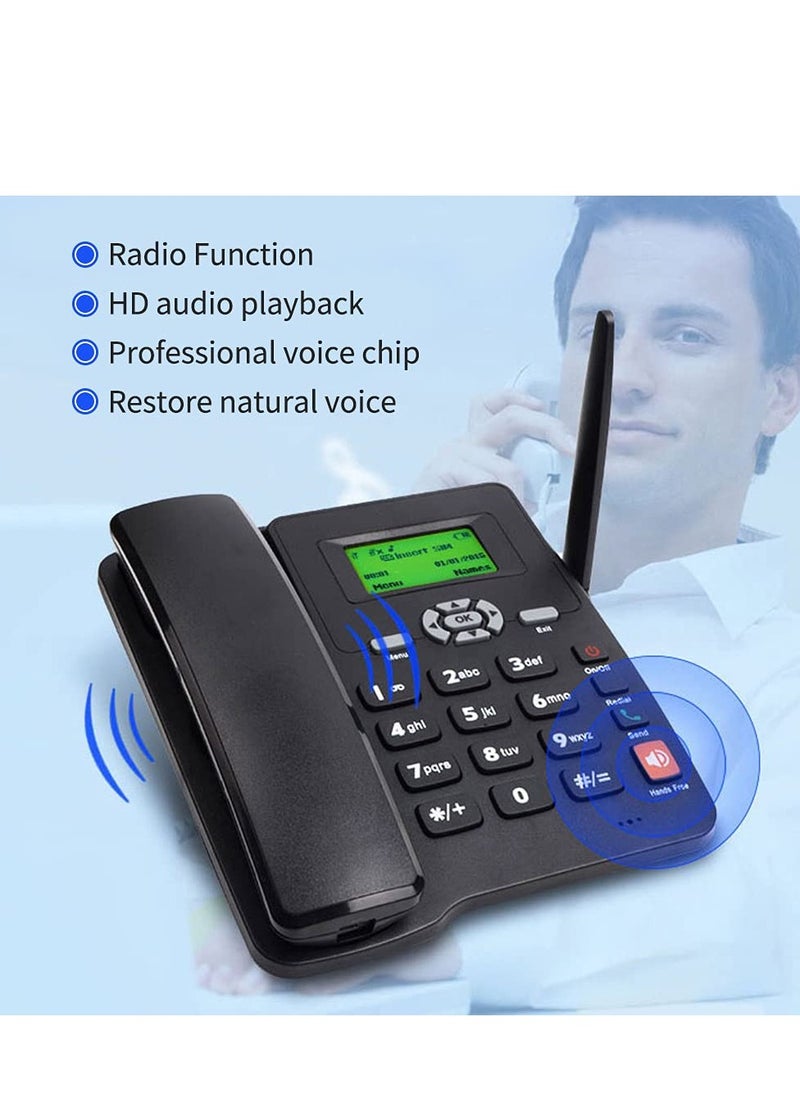 SYOSI - SIM-Card Telephone Cordless Wireless GSM Desk Desktop Fixed with Number Big Button Display for Office Front  Home, Hotel, Seniors Support - Image 1