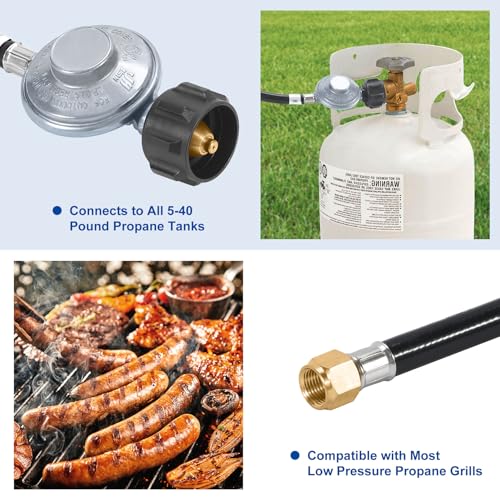 GasSaf 12 Feet Propane Regulator Hose, Propane Grill Regulator with Hose for QCC1 Propane Tank and Most LP Gas Grill, Heater and Fire Pit Table, 3/8" Female Flare Nut- Low Pressure - Image 4