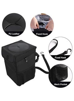 Generic Car Trash Can with Lid Car Trash Bag Hanging with Waterproof Inner Layer and Storage Pockets Leakproof Collapsible Garbage Can with Solid Structure Support  - Image 5