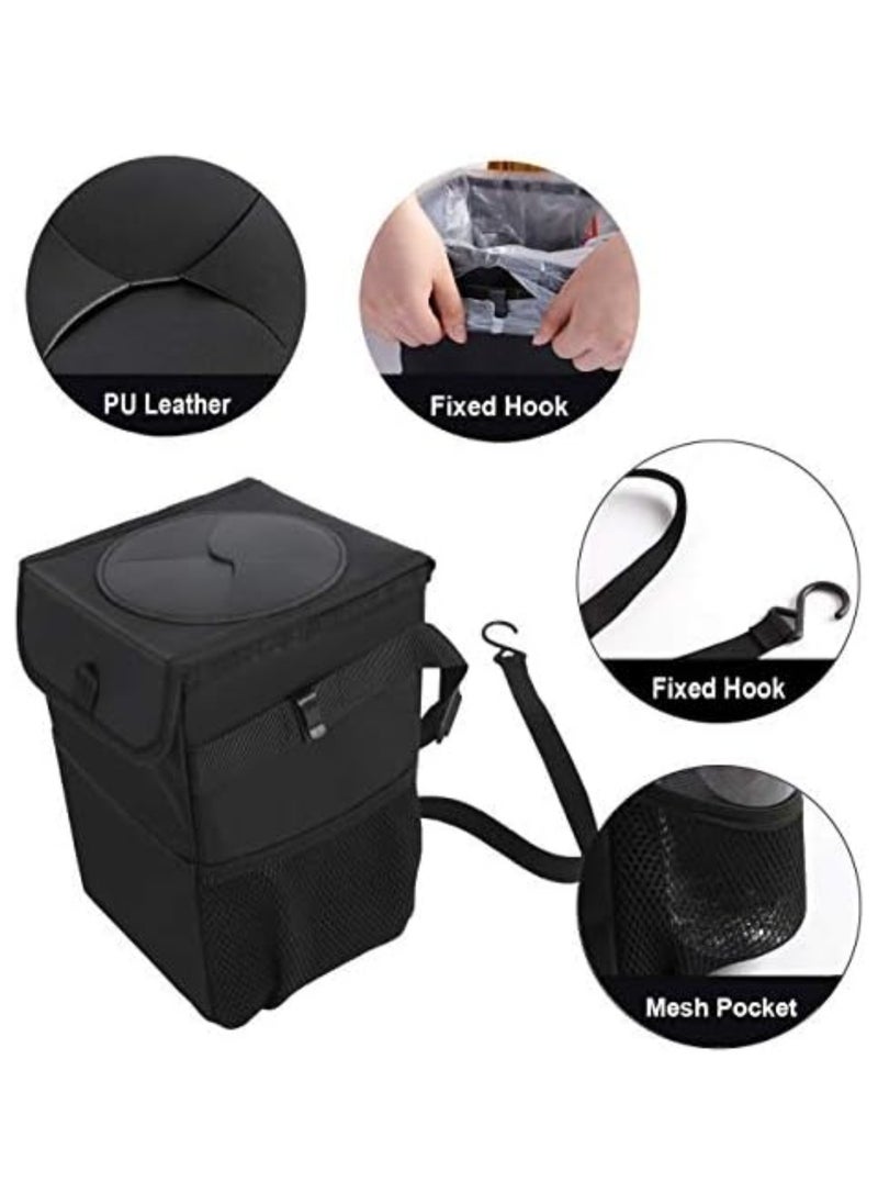 Generic - Car Trash Can with Lid Car Trash Bag Hanging with Waterproof Inner Layer and Storage Pockets Leakproof Collapsible Garbage Can with Solid Structure Support - Image 1