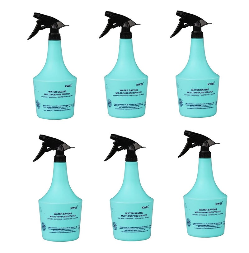 KWEL Spray Bottle Aqua 1000 ML for Multipurpose Use Blue Pack of 6 - Image 1