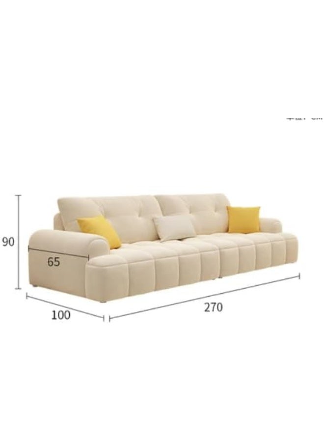 Comfynest Modern Anti Cat Scratch Fabric Sofa with Wood Frame and Foam Seat (Off-White, 271cm)  - Image 2