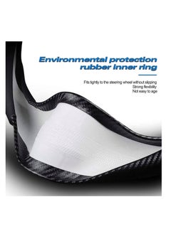 Generic D-Shape Black Carbon Fiber x Leather Steering Wheel Cover  - Image 2