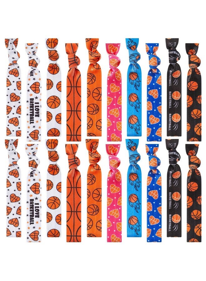 Hanaive 20 Pcs Basketball Hair Ties Girls Basketball Gifts Elastic Ponytail Holders No Crease Ribbon Hair Bands for Women, Player, and Coaches, 10 Styles - Image 1