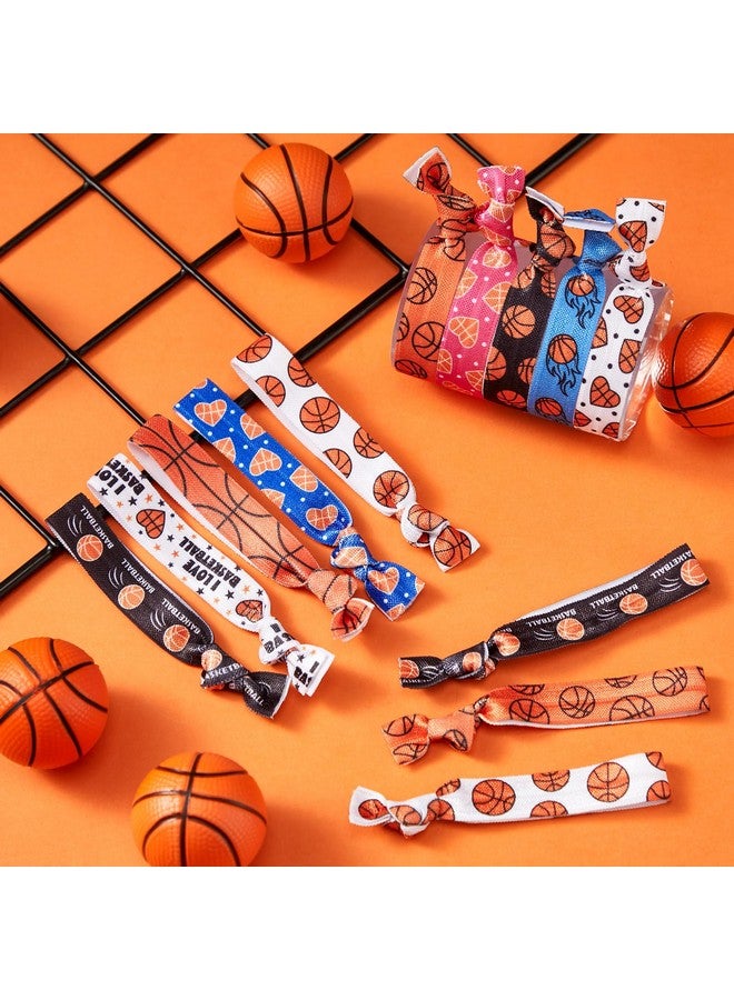 Hanaive 20 Pcs Basketball Hair Ties Girls Basketball Gifts Elastic Ponytail Holders No Crease Ribbon Hair Bands for Women, Player, and Coaches, 10 Styles - Image 2
