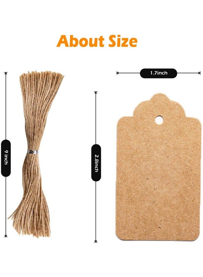 KREEPO KREEPO 100pcs Premium Gift Tags, Double-Sided Available Kraft Paper Price Tags with 100 Root Natural Jute Twine, Craft Tags Labels Treats Tags for Wedding Christmas Day Thanksgiving (KR-100)  - Image 3