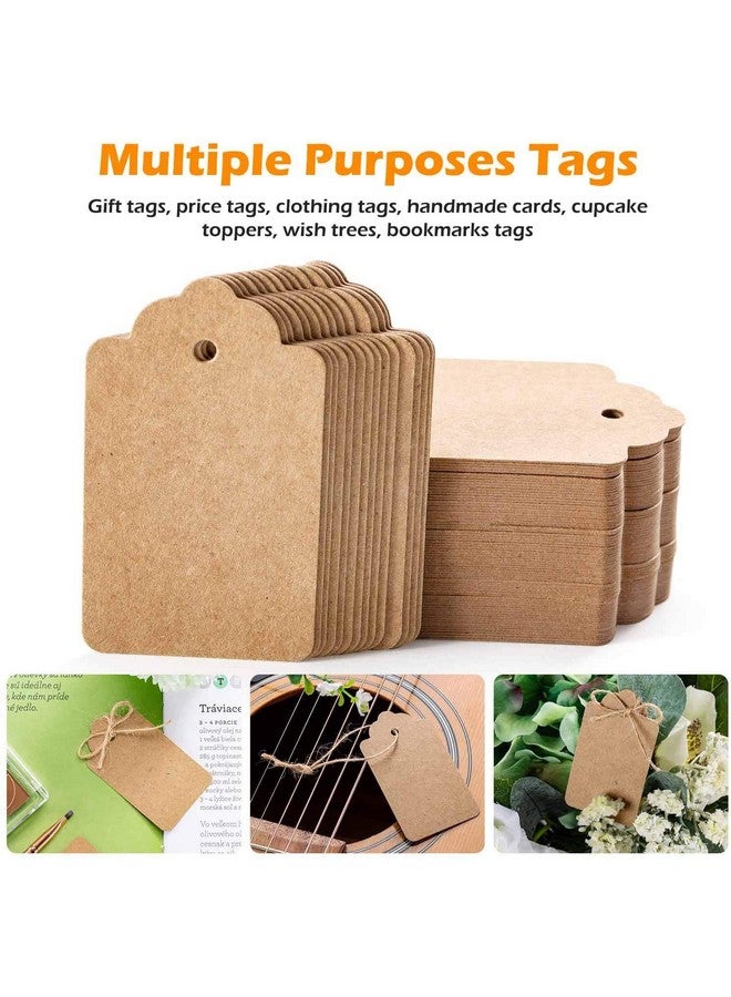 KREEPO KREEPO 100pcs Premium Gift Tags, Double-Sided Available Kraft Paper Price Tags with 100 Root Natural Jute Twine, Craft Tags Labels Treats Tags for Wedding Christmas Day Thanksgiving (KR-100)  - Image 2