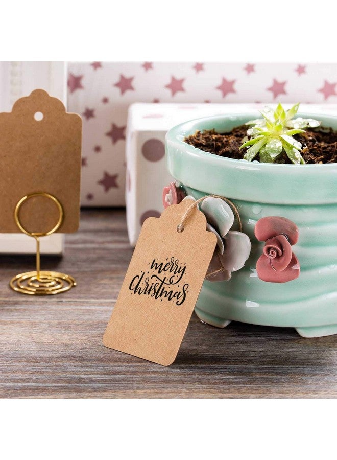 KREEPO KREEPO 100pcs Premium Gift Tags, Double-Sided Available Kraft Paper Price Tags with 100 Root Natural Jute Twine, Craft Tags Labels Treats Tags for Wedding Christmas Day Thanksgiving (KR-100)  - Image 5