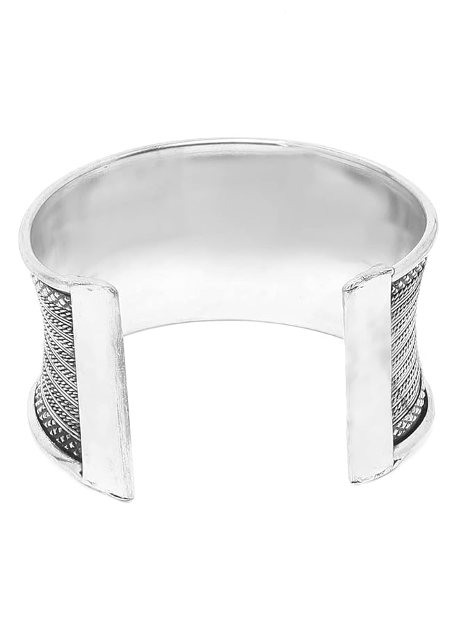 YouBella Jewelery Oxidised Silver Cuff Bracelet Bangle For Girls And Women Style 2  - Image 4