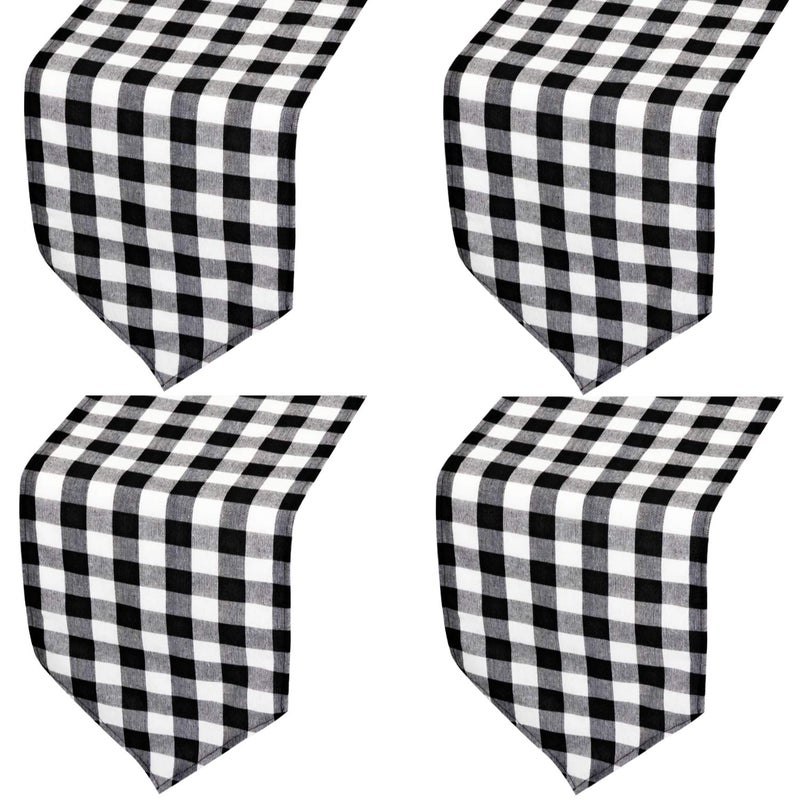 4 Pack Buffalo Check Table Runners White and Black Plaid Table Runner for Christmas Dinner Lumberjack Party Outdoor or Indoor Gatherings Table Home Decorations 11x72