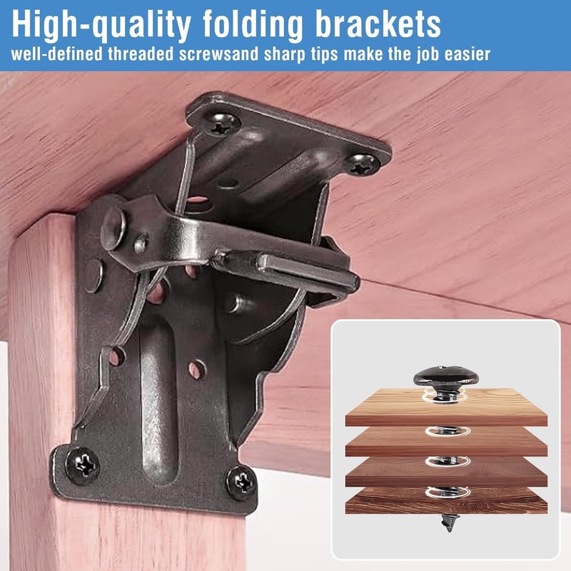 TopDirect 4 Pack Locking Hinge for Folding Table Brackets, Heavy Duty Folding Brackets 90 Degree Self Locking Folding Hinge for Table Legs Furniture - Image 2