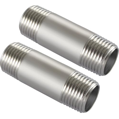 Beduan Stainless Steel Pipe Fittings, 1/2" NPT x 1/2" NPT Male Threaded, 2" Length Nipple Cast Pipe (Pack of 2) - Image 5
