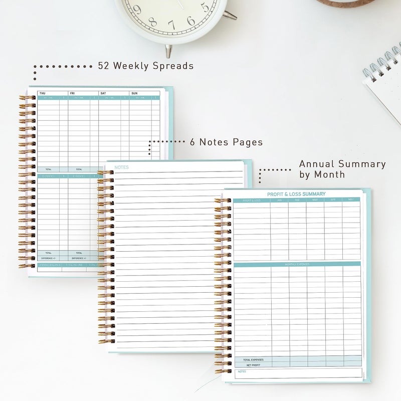 Sweetzer & Orange S&O Income and Expense Tracker Notebook for Better Money Management - Bookkeeping Record Book - Income and Expense Log Book Small Business - Ledger Books for Bookkeeping - 104 Pages, 6.4â€ x 8.4â€ - Image 2