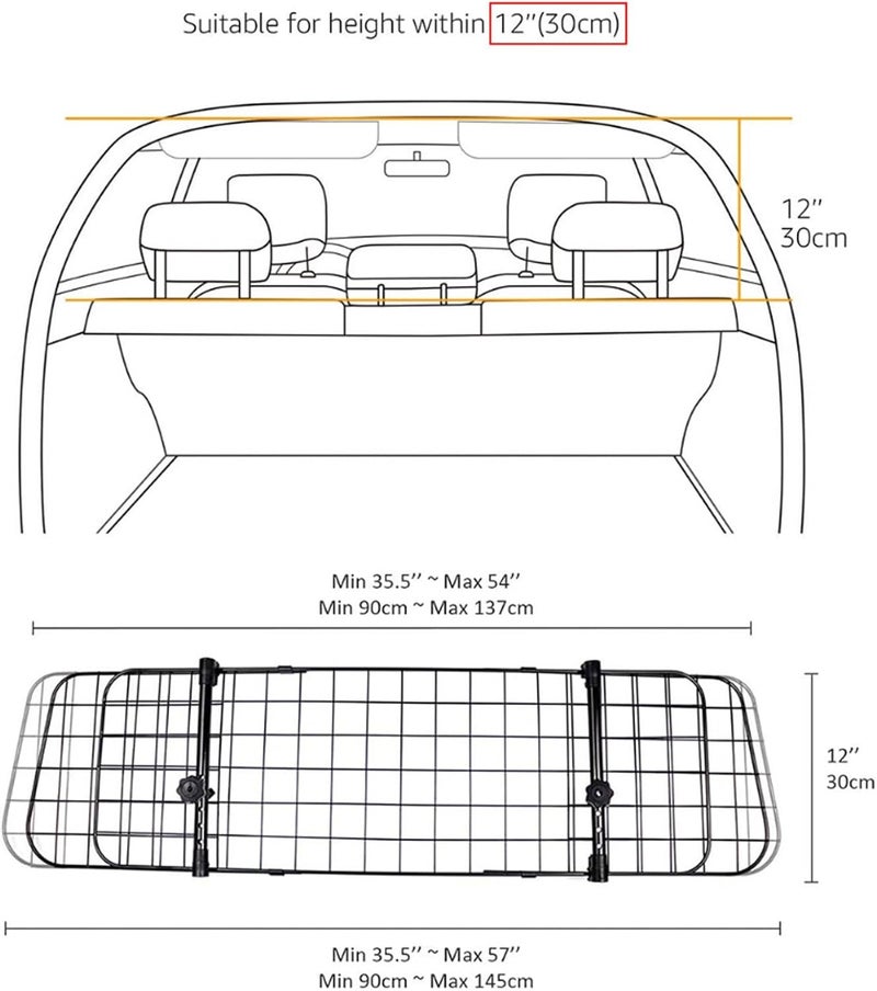 All user friendly build Eujgoov Dog Car Barrier Adjustable Pet Divider Cargo Net Heavy Duty Wire Mesh Gate for SUVs Trucks Sedans Trusted all-purpose quality - Image 3