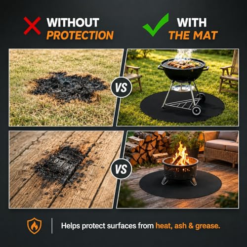 FIREWESS 36inch Fire Pit Mat, Round Under Grill Blanket for Outdoor Grill, Fireproof Mat, Oil Proof Waterproof Under Floor BBQ Accessories Protector for Solo Stove Accessories - Image 3