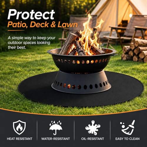 FIREWESS 36inch Fire Pit Mat, Round Under Grill Blanket for Outdoor Grill, Fireproof Mat, Oil Proof Waterproof Under Floor BBQ Accessories Protector for Solo Stove Accessories - Image 4