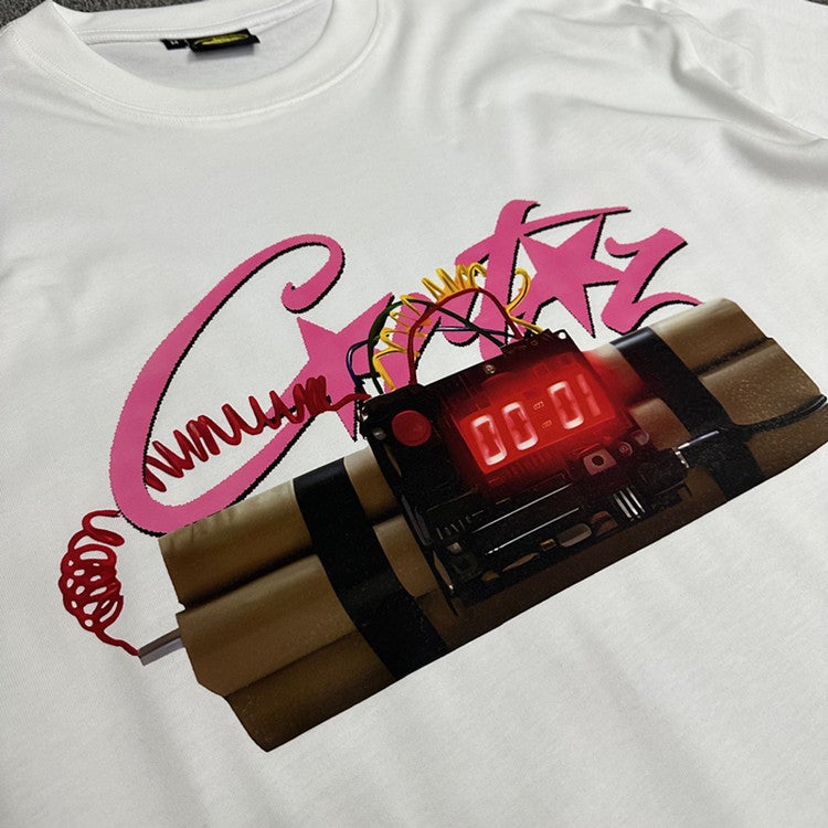 Series Bomb Printed Short-Sleeved Street High Street Style Casual Hip-Hop Half-Sleeved Tops For Men And Women - Image 5
