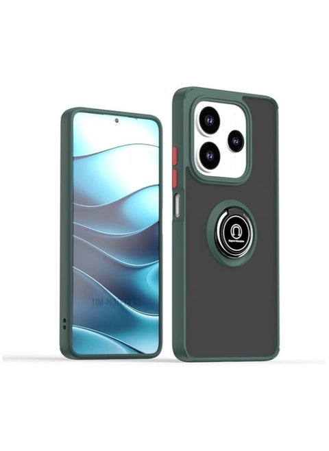 Compatible with Xiaomi Redmi Note 14 5G Case with Ring Holder, PC +TPU Shockproof Bumper Case Matte Translucent Protective Cover for Redmi Note 14