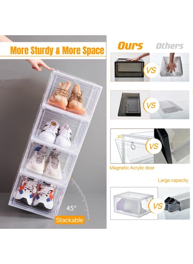 Drop Front Shoe Box, Set of 6, Stackable Plastic Shoe Box with Clear Door, For Display Sneakers, Easy Assembly, Fit up to US Size 12 (13.4”x 10.6”x 7.4”) - Image 5