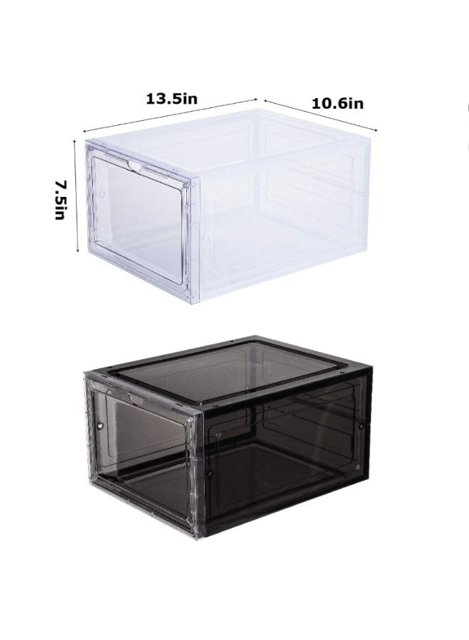 Drop Front Shoe Box, Set of 6, Stackable Plastic Shoe Box with Clear Door, For Display Sneakers, Easy Assembly, Fit up to US Size 12 (13.4”x 10.6”x 7.4”) - Image 3