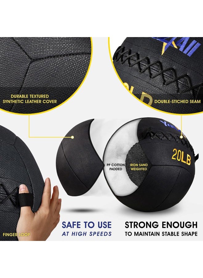 Yes4All 20 lb Wall Ball - Soft Medicine Ball/Wall Medicine Ball For Full Body Dynamic Exercises, Black - Image 3
