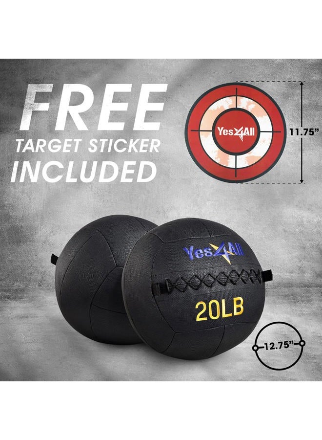 Yes4All 20 lb Wall Ball - Soft Medicine Ball/Wall Medicine Ball For Full Body Dynamic Exercises, Black - Image 2