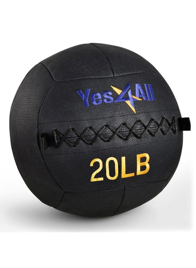 Yes4All 20 lb Wall Ball - Soft Medicine Ball/Wall Medicine Ball For Full Body Dynamic Exercises, Black - Image 1