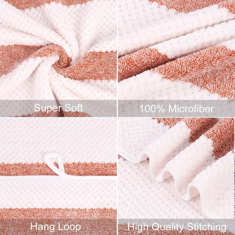 جي ام ال مناشف حمام الألياف الدقيقة jml من منشفة حمام 2 حزمة (30 "" × 60 "") ناعمة كبيرة فائقة الاستخدام والتجفيف السريع متعددة الأغراض للرياضة اللياقة البدنية اليوغا الشريط البرتقالي - Image 4