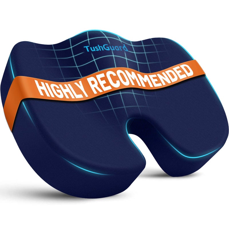 TushGuard Seat Cushion for Office Chair Memory Foam Non-Slip Cushion Back, Relief Chair Pad, Butt Pillow for Office Chair, Car, Computer Desk, Blue - Image 1