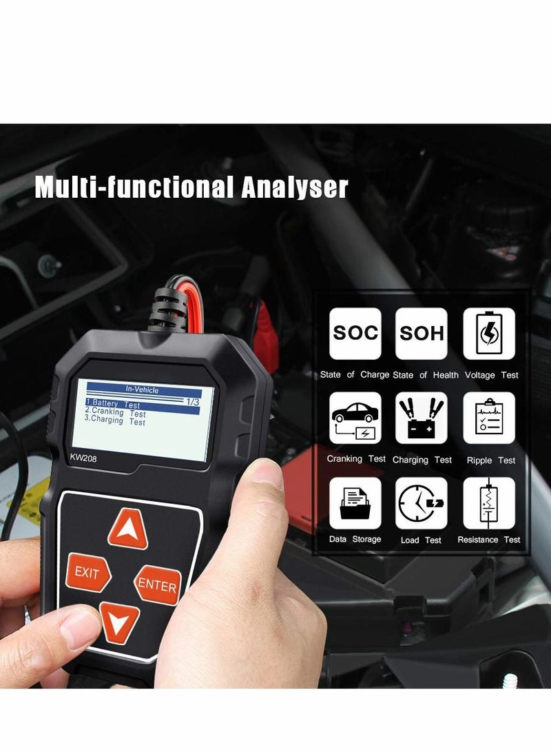 Excefore 12V Car Battery Tester, 100-2000 CCA Load Tester Automotive Alternator Digital Auto Analyzer Charging Cranking System for Truck Marine Motorcycle SUV Boat - Image 3