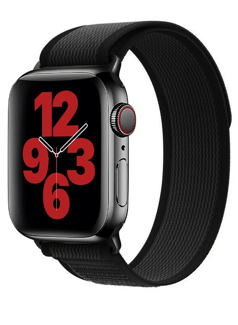 Nylon Sport Loop Band Compatible for Apple Watch 42mm (Series 10) 38mm 40mm 41mm Black - Image 2