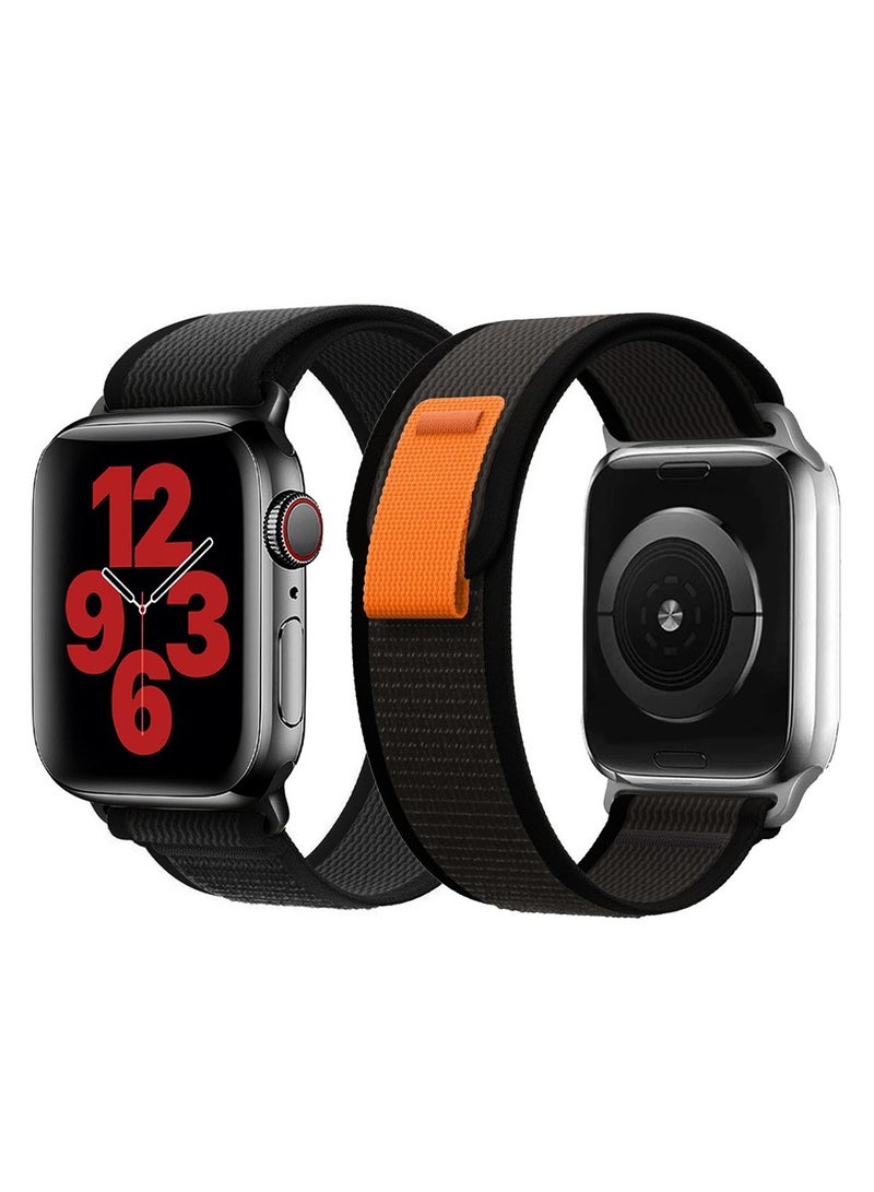 Nylon Sport Loop Band Compatible for Apple Watch 42mm (Series 10) 38mm 40mm 41mm Black - Image 1