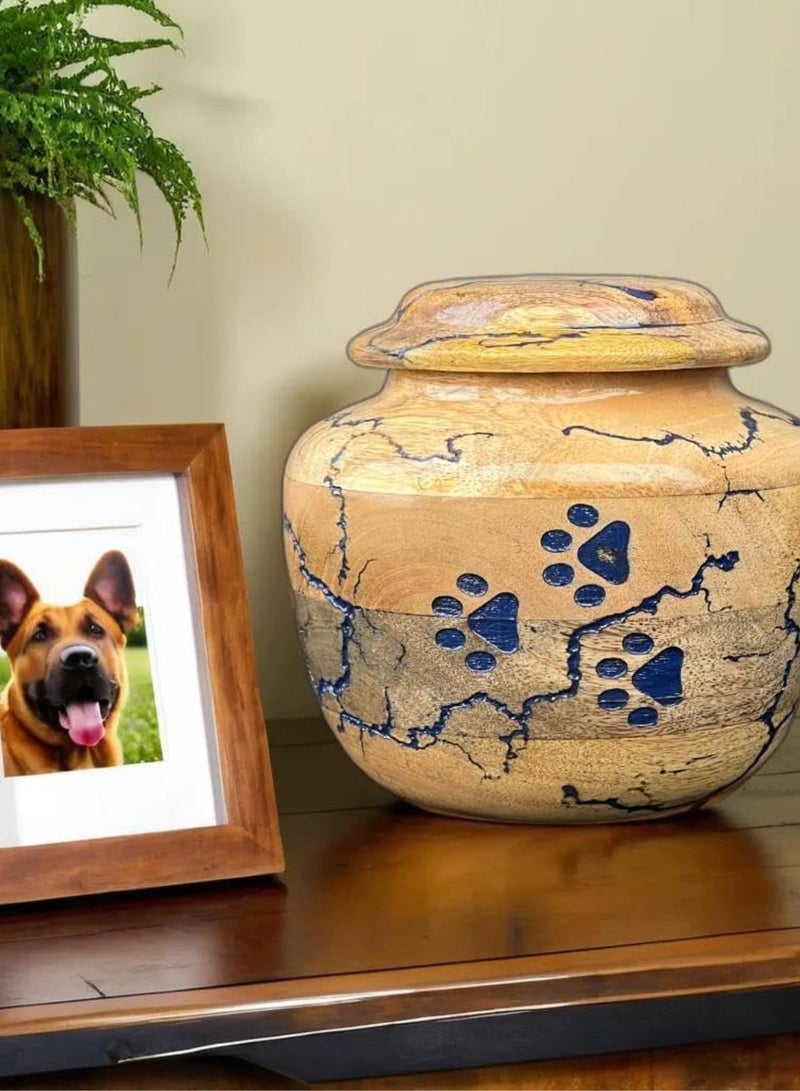 GGOOT Wooden Urn for Dog Wooden Pet urn Cremation Urn for pet Urns for Dogs Ashes Wooden Pet Urn Box Small Wooden urn (Keepsake (20 LBS), Paw Tribute Urn) - Image 1
