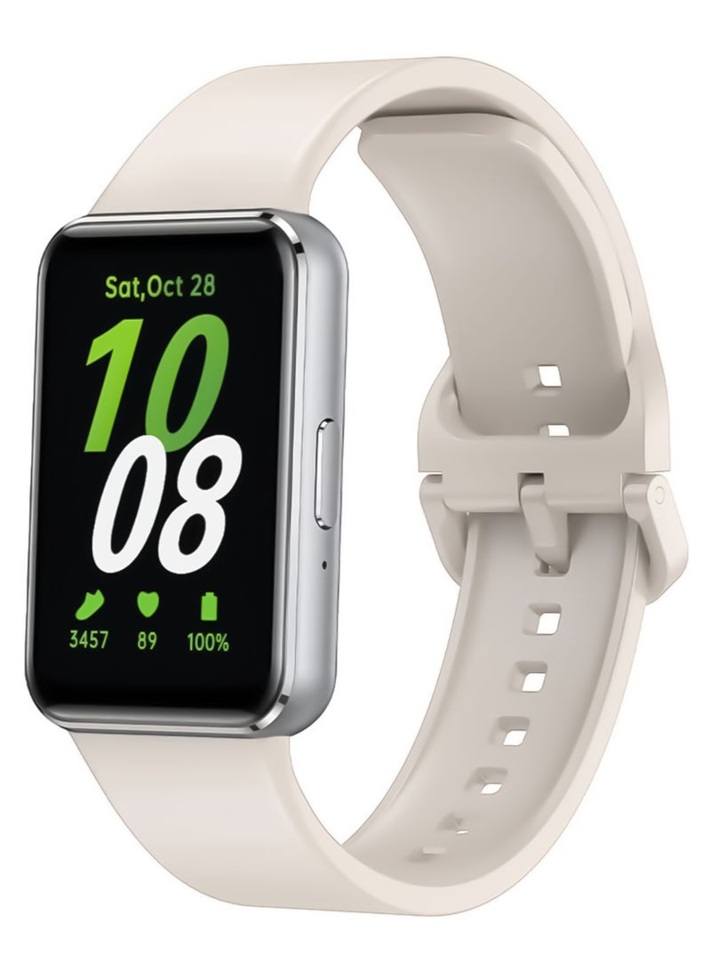 Silicone Bracelet Soft Silicone Sport Replacement Strap for Samsung Galaxy Fit 3 Band For Women/Men, Adjustable Waterproof Sports Strap (Beige) - Image 1